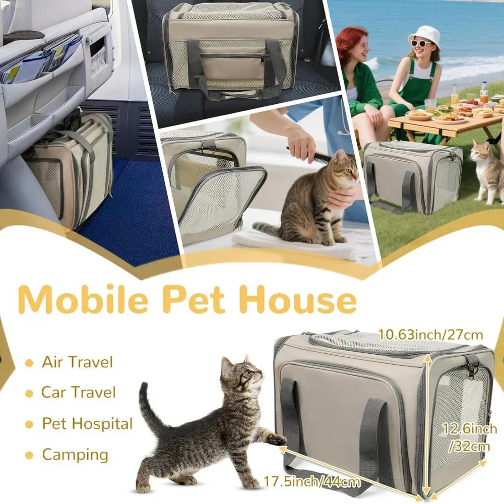Tranquitas Dog/Cat Carrier Soft for Pets Up to 15 Lbs, TSA Airline Approved